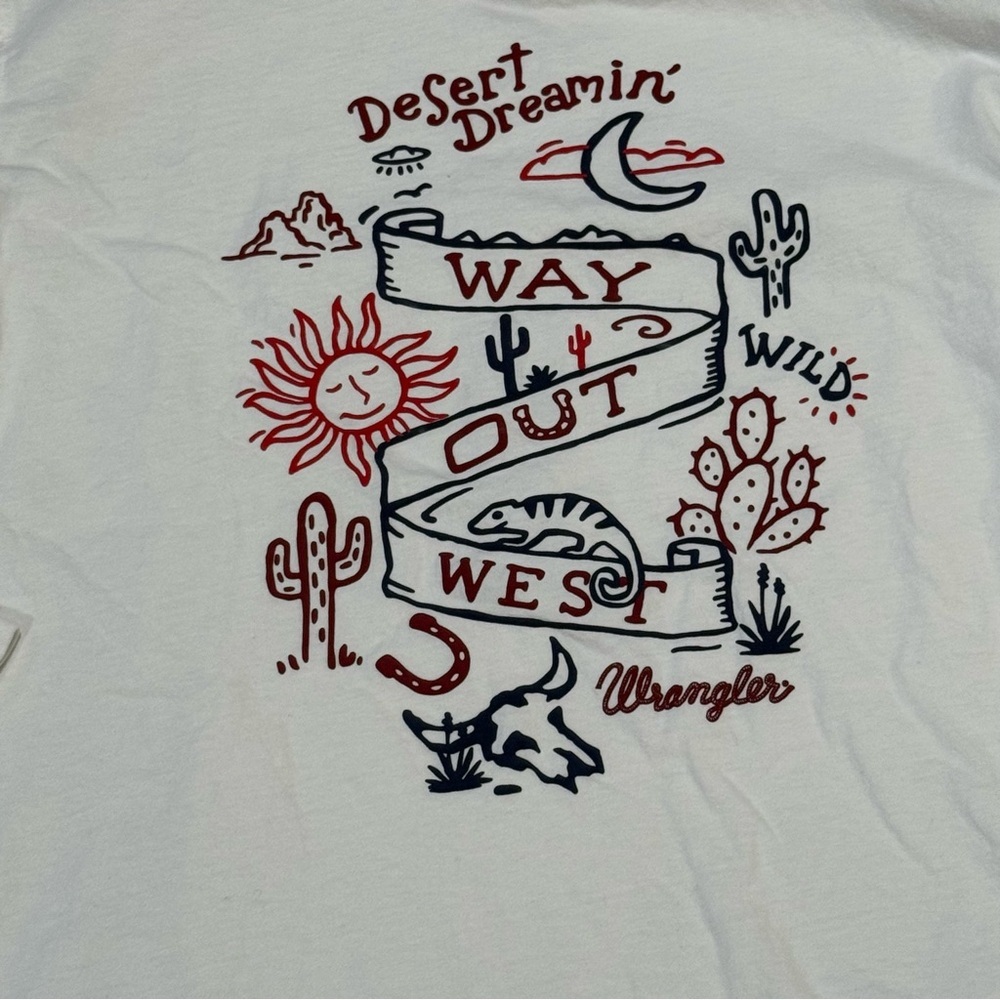 Wrangler Retro White Desert Dreamin' Long Sleeve Graphic Tee Medium - Picture 3 of 14
